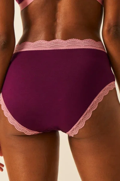 Stripe & Stare The Lace Plunge & High Rise Set In Purple