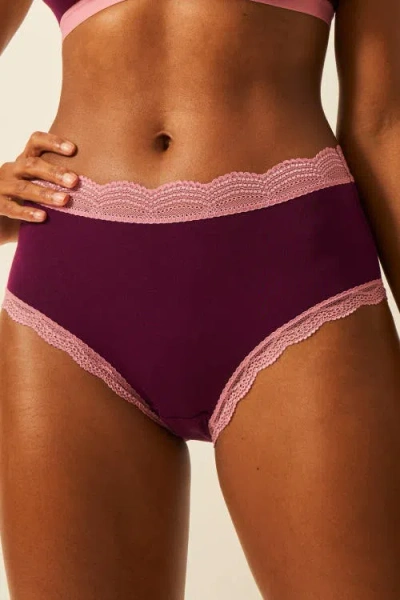 Stripe & Stare The Lace Plunge & High Rise Set In Purple