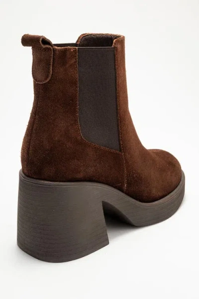 Forever & Always Shoes Lysa Leather Platform Boot In Brown