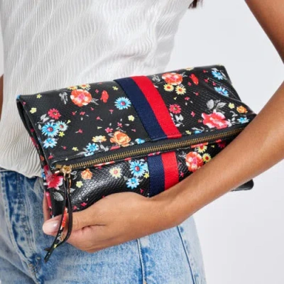 Moda Luxe Jules Print Clutch In Black
