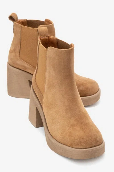 Forever & Always Shoes Lysa Leather Platform Boot In Neutral