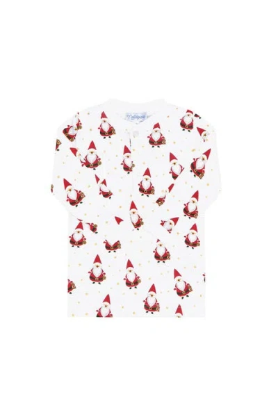 Nellapima Pima Cotton Santa Print Pajama In White