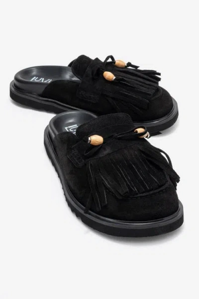 Forever & Always Shoes Carol Tassel Leather Mule In Black