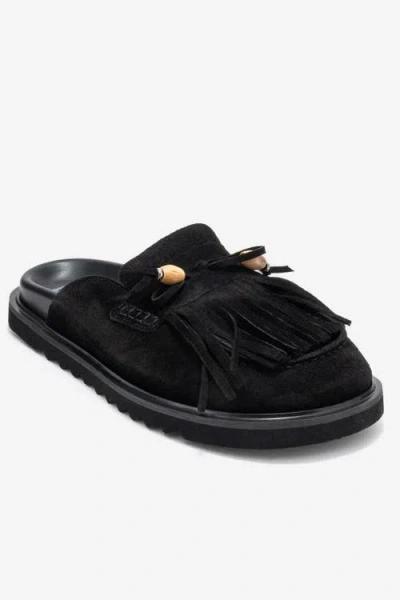 Forever & Always Shoes Carol Tassel Leather Mule In Black