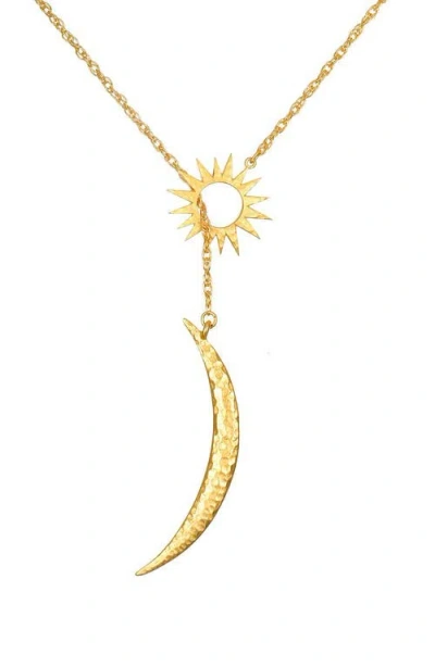 Satya Jewelry Woven Dreams Celestial Sun And Moon Lariat Necklace In Gold