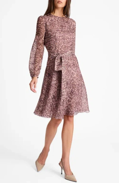 Santorelli Rovela Long Sleeve Fit And Flare Dress In Brown