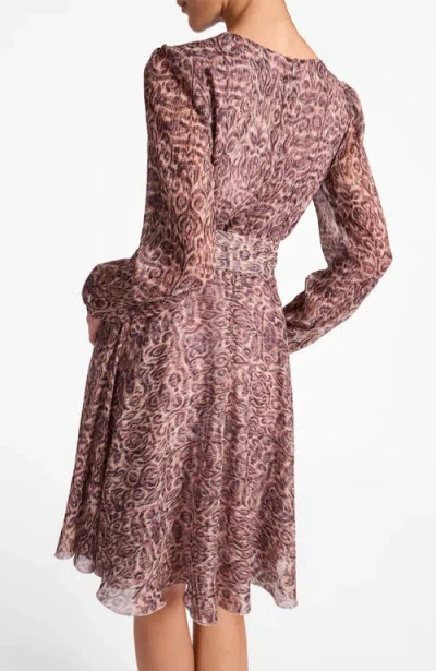 Santorelli Rovela Long Sleeve Fit And Flare Dress In Brown