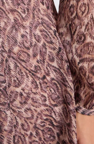 Santorelli Rovela Long Sleeve Fit And Flare Dress In Brown