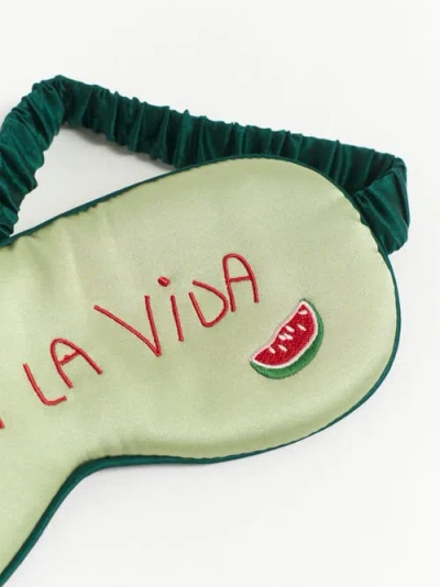 Lost Pattern Nyc Silk Sleep Eye Mask In Green