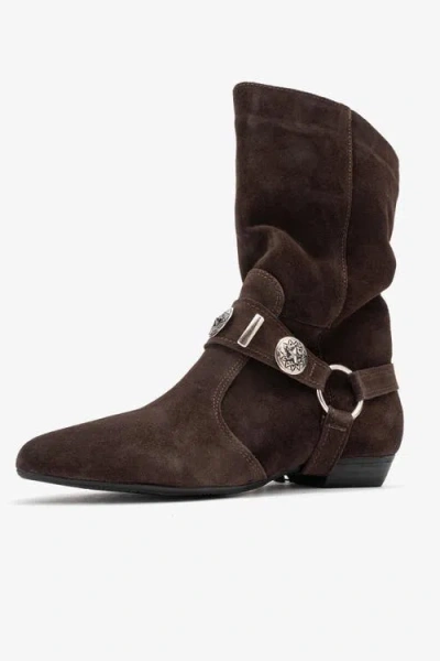 Forever & Always Shoes Selora Leather Buckle Western Boot In Brown