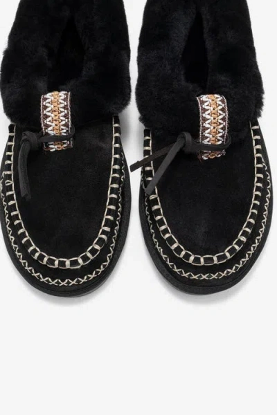 Forever & Always Shoes Noriel Leather Moccasin Slippers In Black