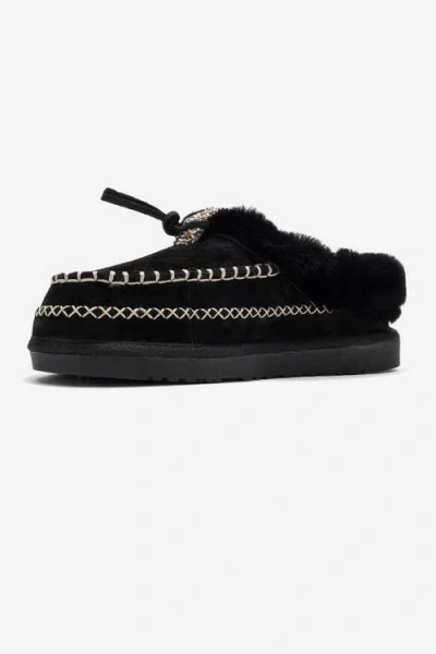 Forever & Always Shoes Noriel Leather Moccasin Slippers In Black