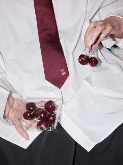 Lost Pattern Nyc Silk Tie In Red