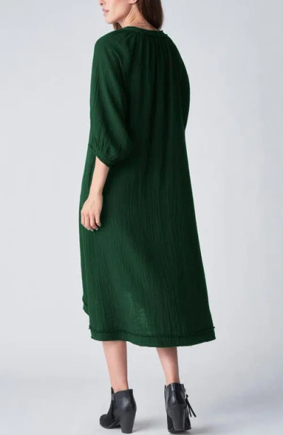 Ocean + Main Ocean+main Gauze Dress With Pockets In Green