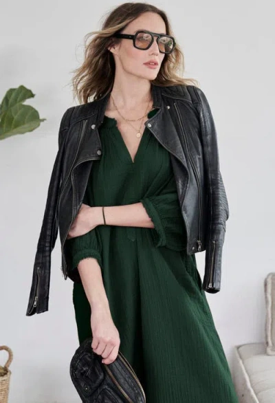 Ocean + Main Ocean+main Gauze Dress With Pockets In Green