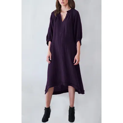 Ocean + Main Ocean+main Gauze Dress With Pockets In Purple