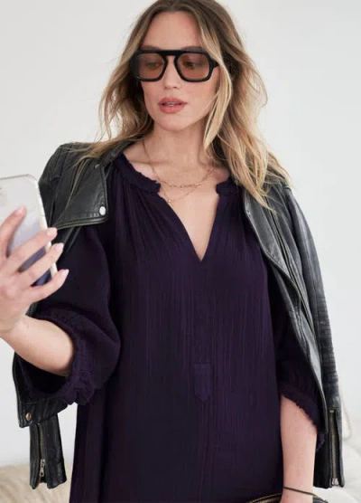 Ocean + Main Ocean+main Gauze Dress With Pockets In Purple