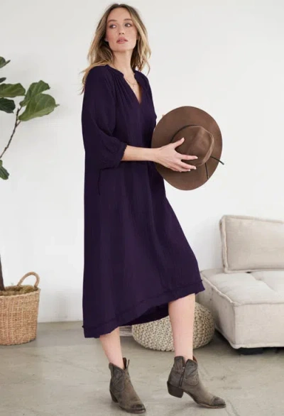 Ocean + Main Ocean+main Gauze Dress With Pockets In Purple