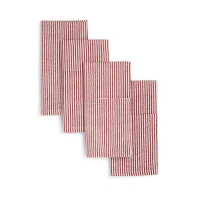 Sustainable Threads Vertex Hand Block Printed Napkins In Red