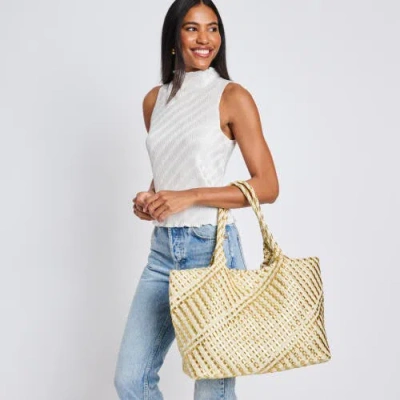 Moda Luxe Solana Woven Tote In Gold