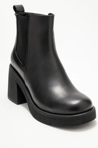 Forever & Always Shoes Lysa Leather Platform Boot In Black