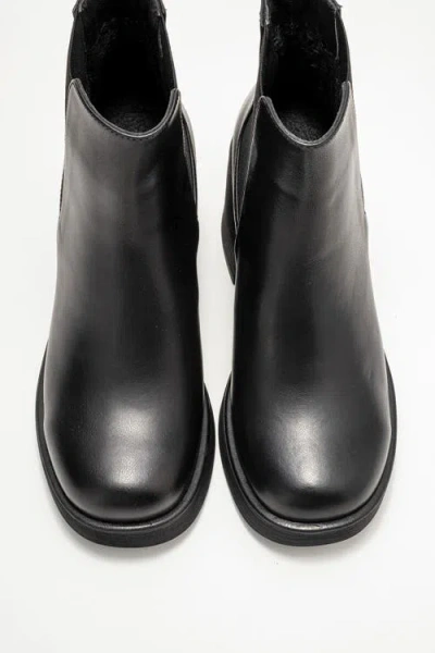 Forever & Always Shoes Lysa Leather Platform Boot In Black