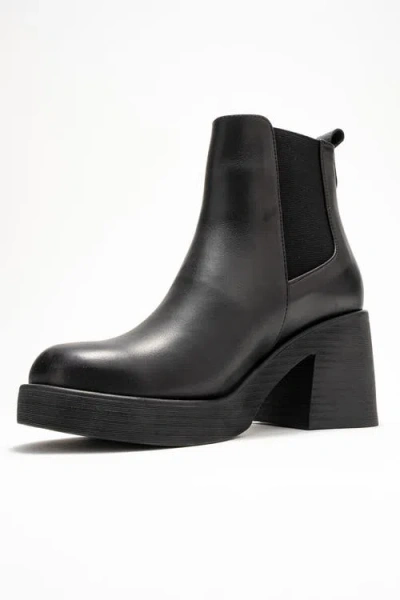 Forever & Always Shoes Lysa Leather Platform Boot In Black