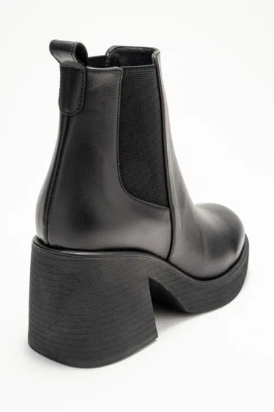 Forever & Always Shoes Lysa Leather Platform Boot In Black