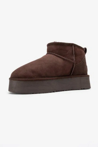 Forever & Always Shoes Havana Leather Platform Ankle Boot In Brown