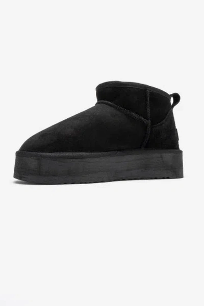 Forever & Always Shoes Havana Leather Platform Ankle Boot In Black