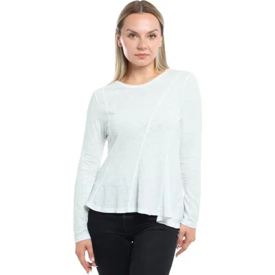 Wilt Clothing Round Neck Long Sleeve Tee With Asymmetric Hem & Body Seams In White