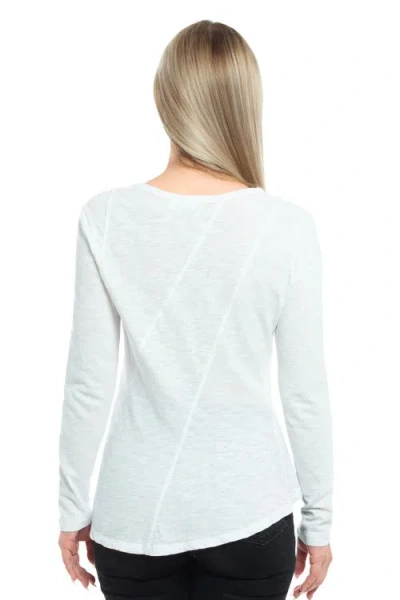 Wilt Clothing Round Neck Long Sleeve Tee With Asymmetric Hem & Body Seams In White