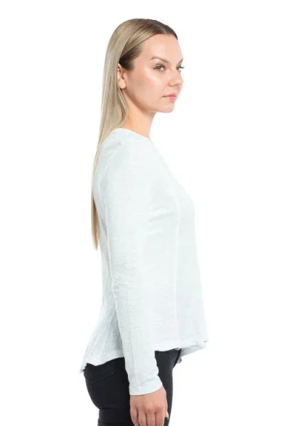 Wilt Clothing Round Neck Long Sleeve Tee With Asymmetric Hem & Body Seams In White