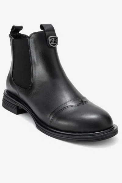 Forever & Always Shoes Sidney Leather Buckled Chelsea Boot In Black