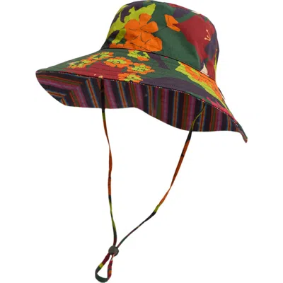 Lost Pattern Nyc Women's Frida X Lost Pattern "frida's Garden" Cotton Reversible Sun Hat - Green
