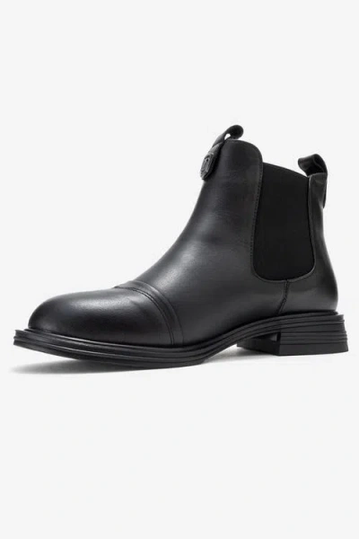 Forever & Always Shoes Sidney Leather Buckled Chelsea Boot In Black