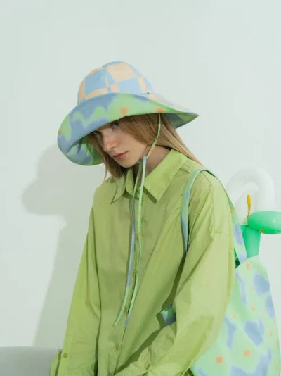 Lost Pattern Nyc "day Dream" Reversible Sun Hat In Green