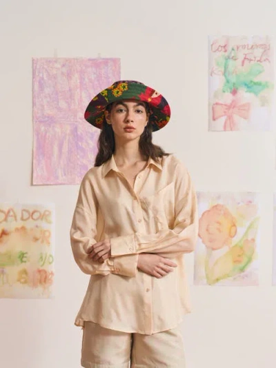 Lost Pattern Nyc Women's Frida X Lost Pattern "frida's Garden" Cotton Reversible Sun Hat - Green