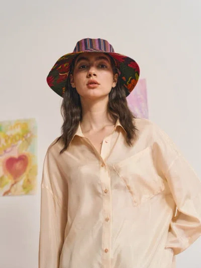 Lost Pattern Nyc Women's Frida X Lost Pattern "frida's Garden" Cotton Reversible Sun Hat - Green