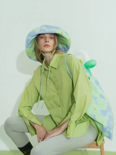 Lost Pattern Nyc "day Dream" Reversible Sun Hat In Green