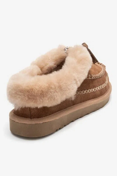 Forever & Always Shoes Noriel Leather Moccasin Slippers In Brown