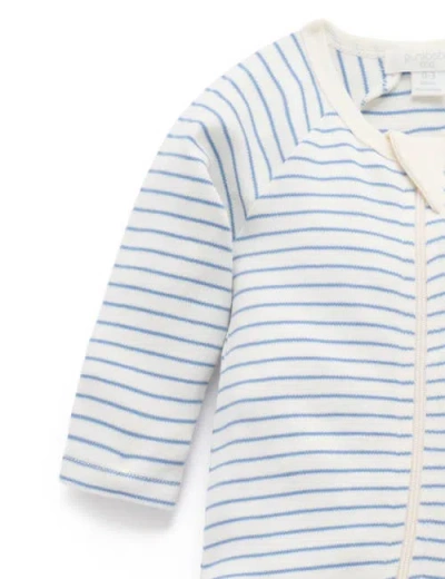 Purebaby 2 Pack Printed Zip Footie Unisex In Blue