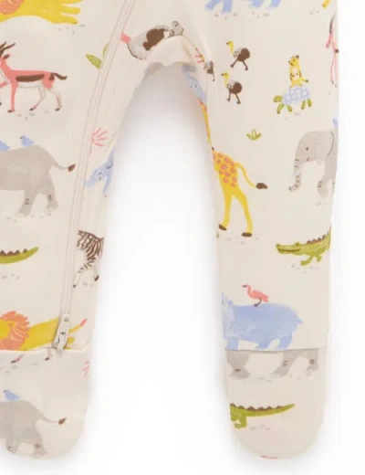 Purebaby 2 Pack Printed Zip Footie Unisex In Blue