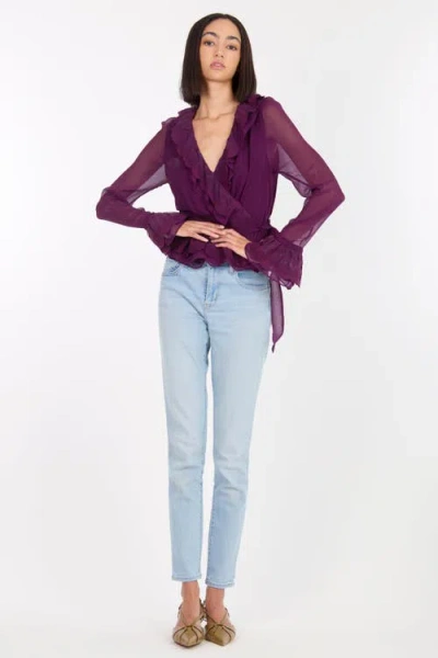 Secret Mission Poet Blouse In Purple