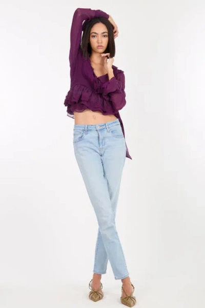 Secret Mission Poet Blouse In Purple