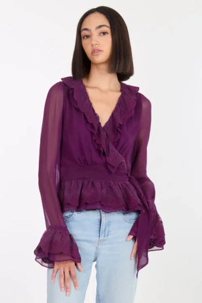Secret Mission Poet Blouse In Purple