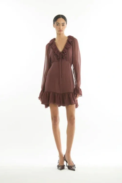 Secret Mission Poet Dress In Brown