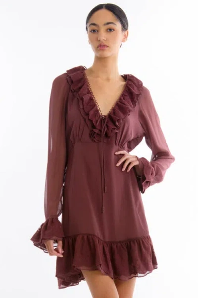 Secret Mission Poet Dress In Brown