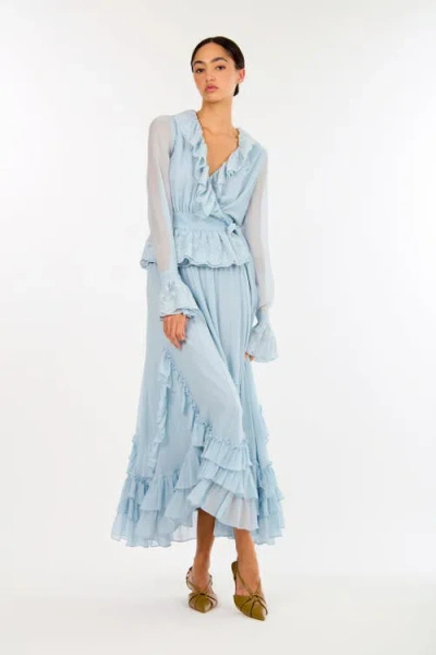 Secret Mission Poet Blouse In Blue