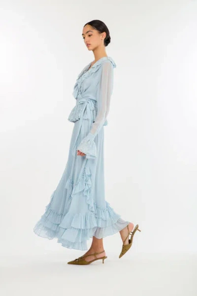 Secret Mission Poet Blouse In Blue